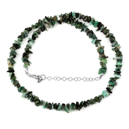 Emerald Nuggets stone necklace, 925 Sterling silver necklace for women, handmade jewelry
